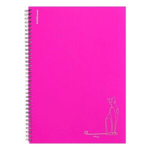 Тетрадь A4 80 листов, клетка на спирали, ErichKrause, "Silhouette" пластиковая обложка розовый