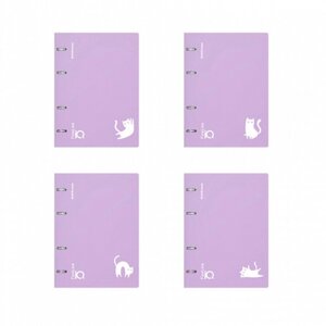 Тетрадь на кольцах А5 100 листов клетка ErichKrause IQ FineLine Brave cats пластиковая обложка фиолетовый, блок офсет 80 г/м²белизна 100% микс