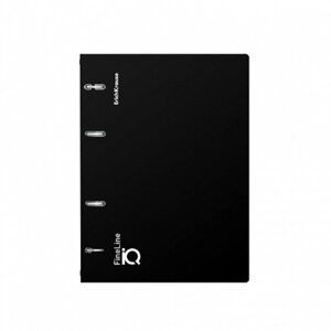 Тетрадь на кольцах А5 100 листов клетка ErichKrause IQ FineLine Classic пластиковая обложка черная, блок офсет 80 г/м²белизна 100%микс
