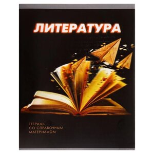 Тетрадь предметная 3D, 48 листов в линейку "Литература", обложка мелованный картон, блок № 2, белизна 75%серые листы)