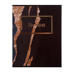 Тетрадь предметная "Мрамор темный" 48 листов в клетку Химия, со справочным материалом, обложка мелованный картон, покрытие софт-тач с тиснением золотой фольгой, блок офсет
