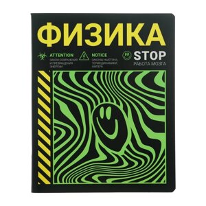 Тетрадь предметная "Неоновый смайл", 48 листов в клетку "Физика", обложка мелованный картон, неоновая краска, блок 65 г/м