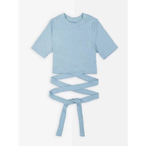 Топ для девочки с короткими рукавами на завязках Generation, рост 152 см, цвет голубой