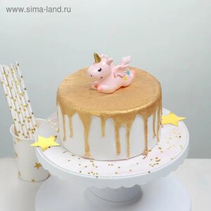 Топпер для торта «Единорог», 8,73,57 см, цвет розовый
