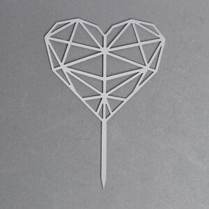 Топпер «Сердце», геометрия, цвет серебряный