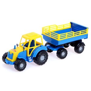 Трактор с прицепом №2, цвет синий,в сеточке)