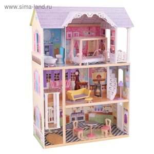 Трёхэтажный дом из дерева для Барби «Кайли», 10 предметов мебели