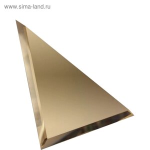 Треугольная зеркальная бронзовая матовая плитка с фацетом 10 мм, 150х150 мм