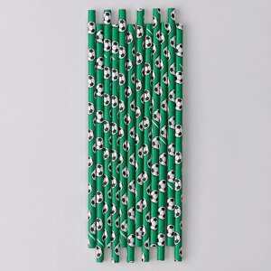 Трубочки для коктейля «Футбол», набор 12 шт., цвет зеленый