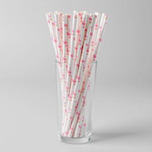 Трубочки для коктейля «Розовый фламинго», набор 25 шт.