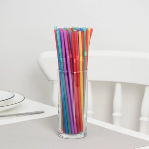 Трубочки одноразовые для коктейля Доляна, 0,521 см, 250 шт, цвет микс