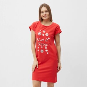 Туника (платье) домашнее женское, цвет красный, размер 52