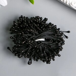 Тычинки для цветов "Капельки глянец чёрные" набор 300 шт длина 6 см
