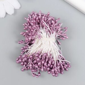 Тычинки для цветов "Капельки глянец розовая пудра" набор 300 шт длина 6 см