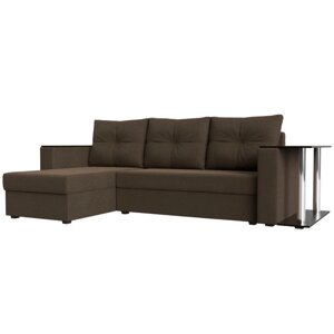 Угловой диван «Атланта лайт», левый угол, механизм еврокнижка, рогожка, цвет коричневый