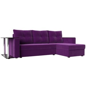 Угловой диван «Атланта лайт», правый угол, механизм еврокнижка, микровельвет, фиолетовый