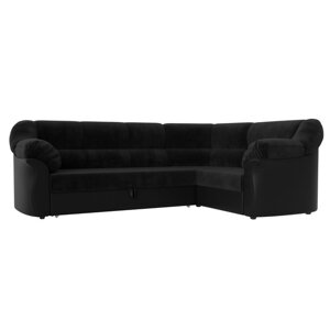 Угловой диван «Карнелла», механизм дельфин, велюр, цвет чёрный / чёрный