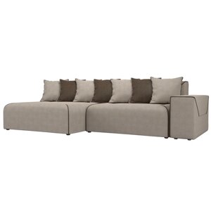 Угловой диван «Кёльн», левый угол, механизм пантограф, рогожка, цвет бежевый / коричневый
