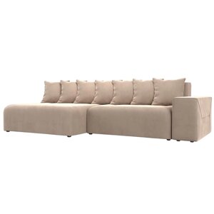 Угловой диван «Кёльн», левый угол, механизм пантограф, велюр, цвет бежевый