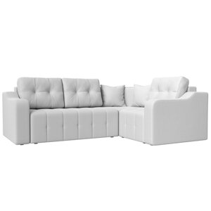 Угловой диван «Кембридж», механизм еврокнижка, экокожа, цвет белый
