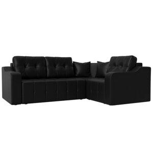 Угловой диван «Кембридж», механизм еврокнижка, экокожа, цвет чёрный