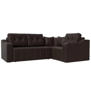 Угловой диван «Кембридж», механизм еврокнижка, экокожа, цвет коричневый