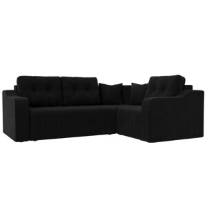 Угловой диван «Кембридж», механизм еврокнижка, микровельвет, цвет чёрный
