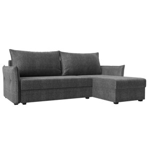 Угловой диван «Лига 004», механизм еврокнижка, правый угол, рогожка, цвет серый