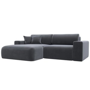 Угловой диван «Лига 036 Классик», левый угол, механизм еврокнижка, НПБ, велюр, серый