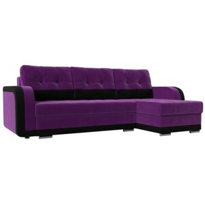 Угловой диван «Марсель», механизм еврокнижка, микровельвет, цвет фиолетовый / чёрный