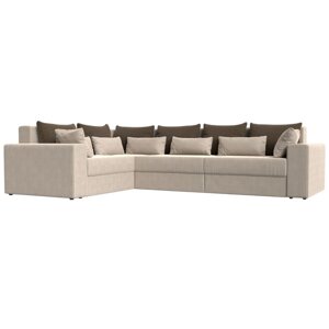 Угловой диван «Майами Long», левый угол, еврокнижка, рогожка, цвет бежевый / коричневый