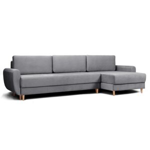 Угловой диван «Неаполь», механизм еврокнижка, правый угол, велюр, цвет графит