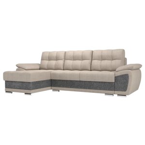 Угловой диван «Нэстор», левый угол, механизм еврокнижка, рогожка, цвет бежевый / серый