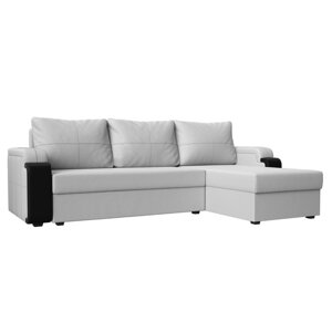 Угловой диван «Николь лайт», правый угол, еврокнижка, экокожа, цвет белый / чёрный