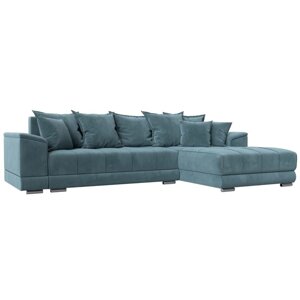 Угловой диван «НордСтар», правый угол, механизм еврокнижка, ППУ, велюр, цвет бирюзовый