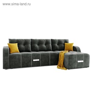 Угловой диван «Нью-Йорк 3», угол правый, пантограф, велюр, цвет селфи 07, подушки селфи 08