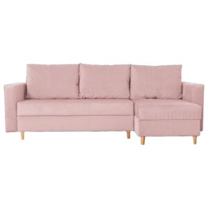 Угловой диван «Ванкувер», механизм еврокнижка, угол универсальный, велюр, цвет пыльная роза