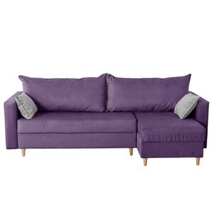Угловой диван «Венеция», механизм еврокнижка, угол универсальный, велюр, цвет фиолетовый