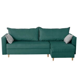 Угловой диван «Венеция», механизм еврокнижка, угол универсальный, велюр, цвет зелёный