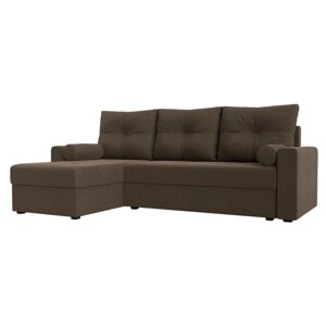 Угловой диван «Верона Лайт», еврокнижка, левый угол, рогожка, цвет коричневый