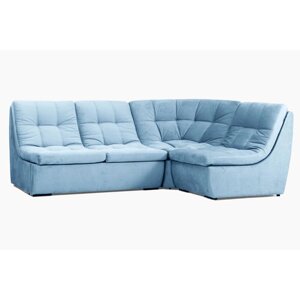 Угловой модульный диван «Барселона», механизм венеция, велюр, цвет синий