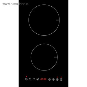 Варочная поверхность MBS PI-302, индукционная, 2 конфорки, сенсор, 9 уровней нагрева, чёрная