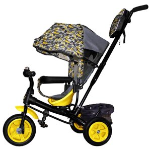 Велосипед трёхколёсный Vivat 1, принт абстракция чёрный/жёлтый