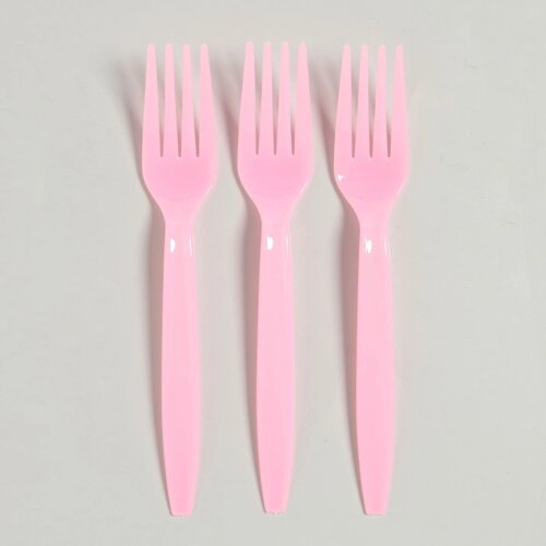 Вилки пластиковые, 6 шт., цвет розовый