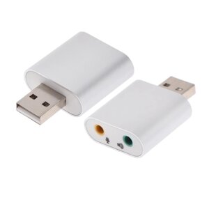 Внешняя звуковая карта Luazon, USB, разъемы Jack: наушники и микрофон, серая