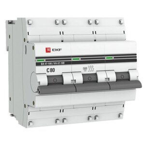 Выключатель автоматический EKF mcb47100-3-80C-pro 3п, 80А, 10кА