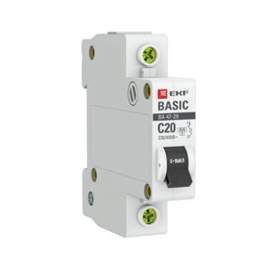Выключатель автоматический EKF mcb4729-1-20C 1п, 20А, 4.5кА