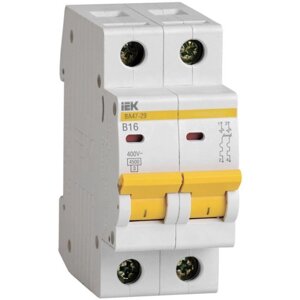 Выключатель автоматический IEK MVA20-2-016-B 2п, 16А, 4.5кА