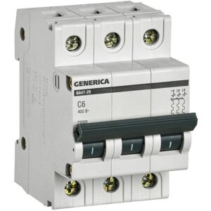 Выключатель автоматический IEK MVA25-3-006-C 3п, 6А, 4.5кА