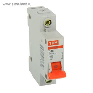 Выключатель автоматический TDM ВА47-63, 1п, 40 А, 4.5 кА